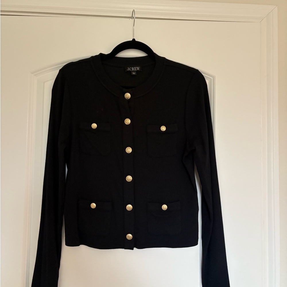 J. Crew Black Button-Up Women's Ribbed Shirt